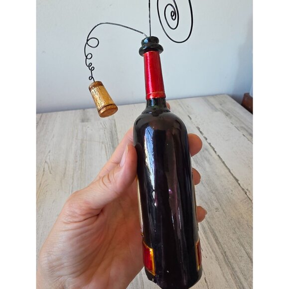 Santa wine glass AS IS ornament Xmas champagne glitter unique large tree - Picture 5 of 8